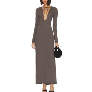 LPA Santino Maxi Dress Long Sleeve Slate Grey